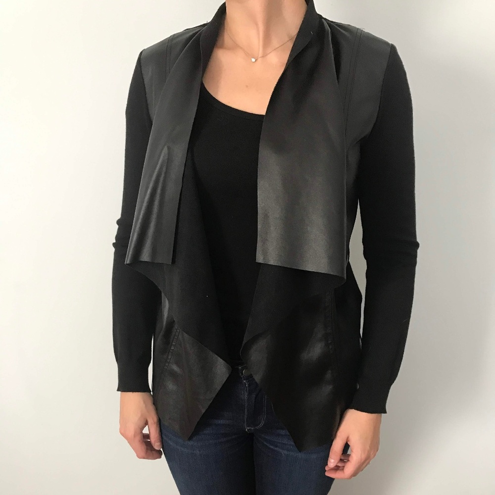 Michael - Michael Kors faux leather drape cardigan